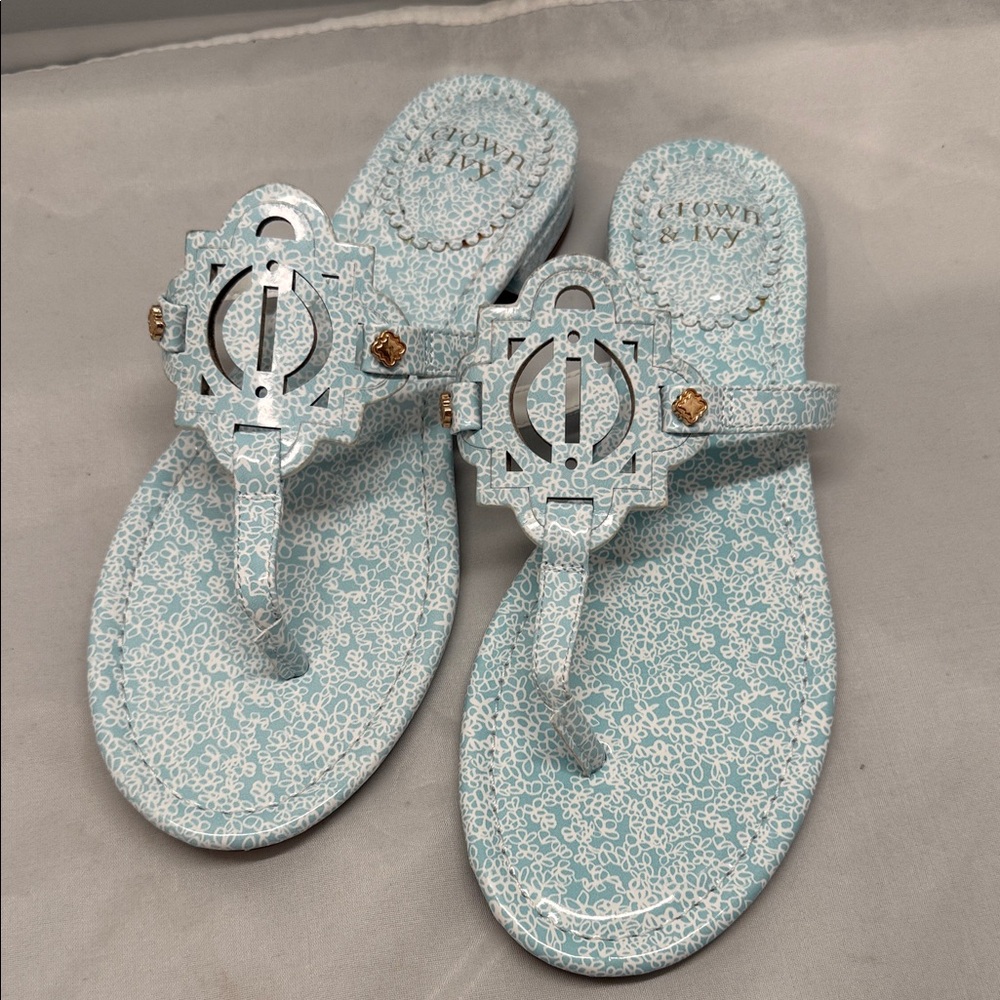 Crown & Ivy Light Blue Patterned Sandals 8.5